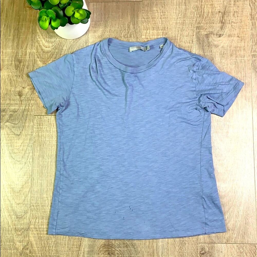 VINCE Women's Blue Crew Neck Short Sleeve T Shirt